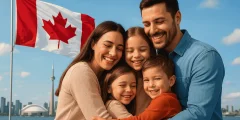 لم الشمل في كندا – عائلة سعيدة تجتمع معًا بعد إجراءات لم الشمل الرسمية